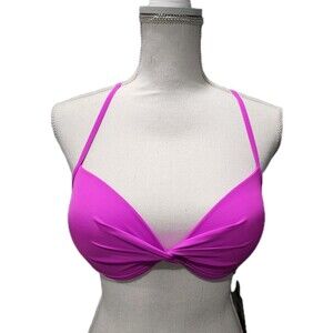 RELLECIGA Push Up Bikini Top Swimwear Women’s US Size S Underwire Neon Fuchsia